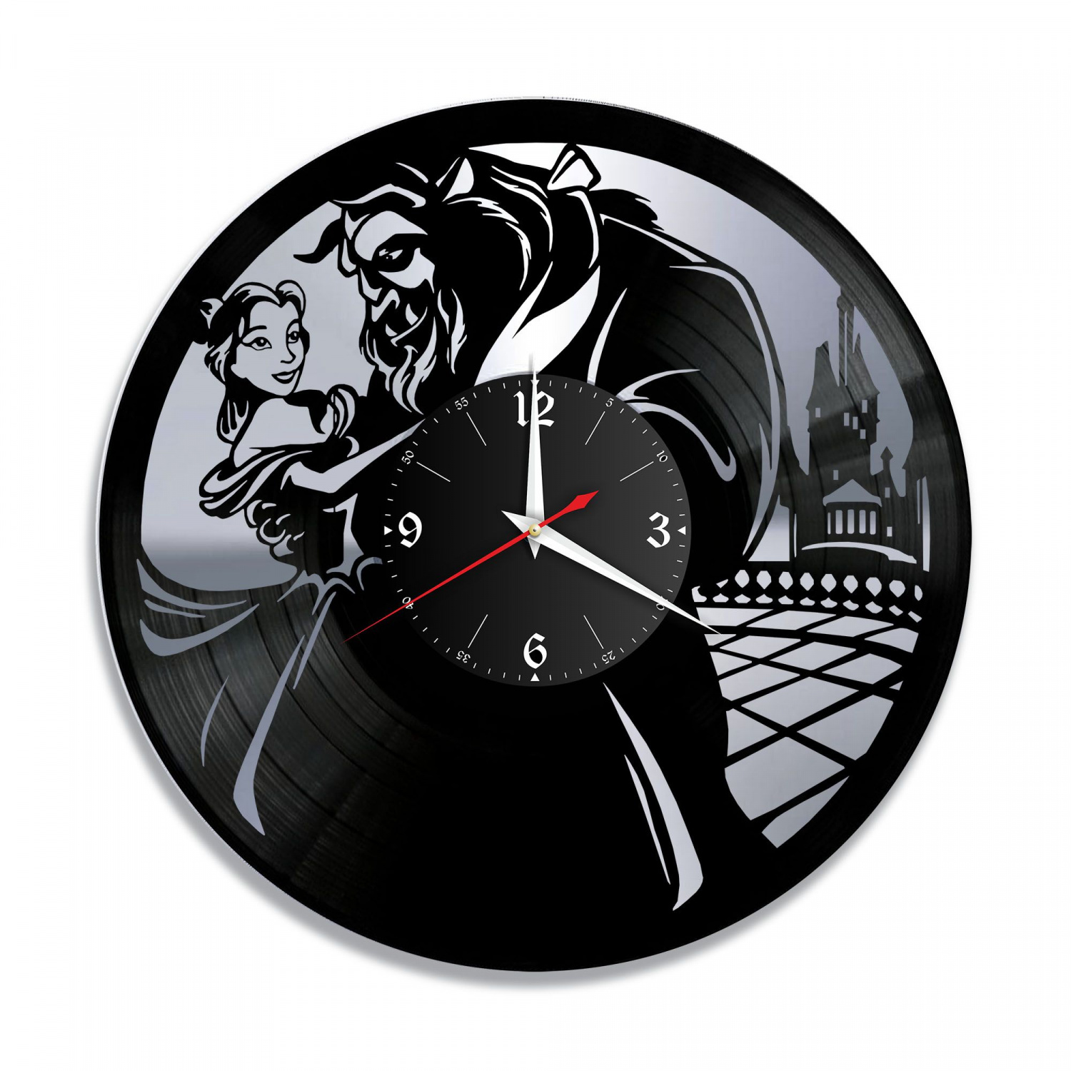 Часы настенные "Красавица и Чудовище, серебро" из винила, №1 VC-10333-2