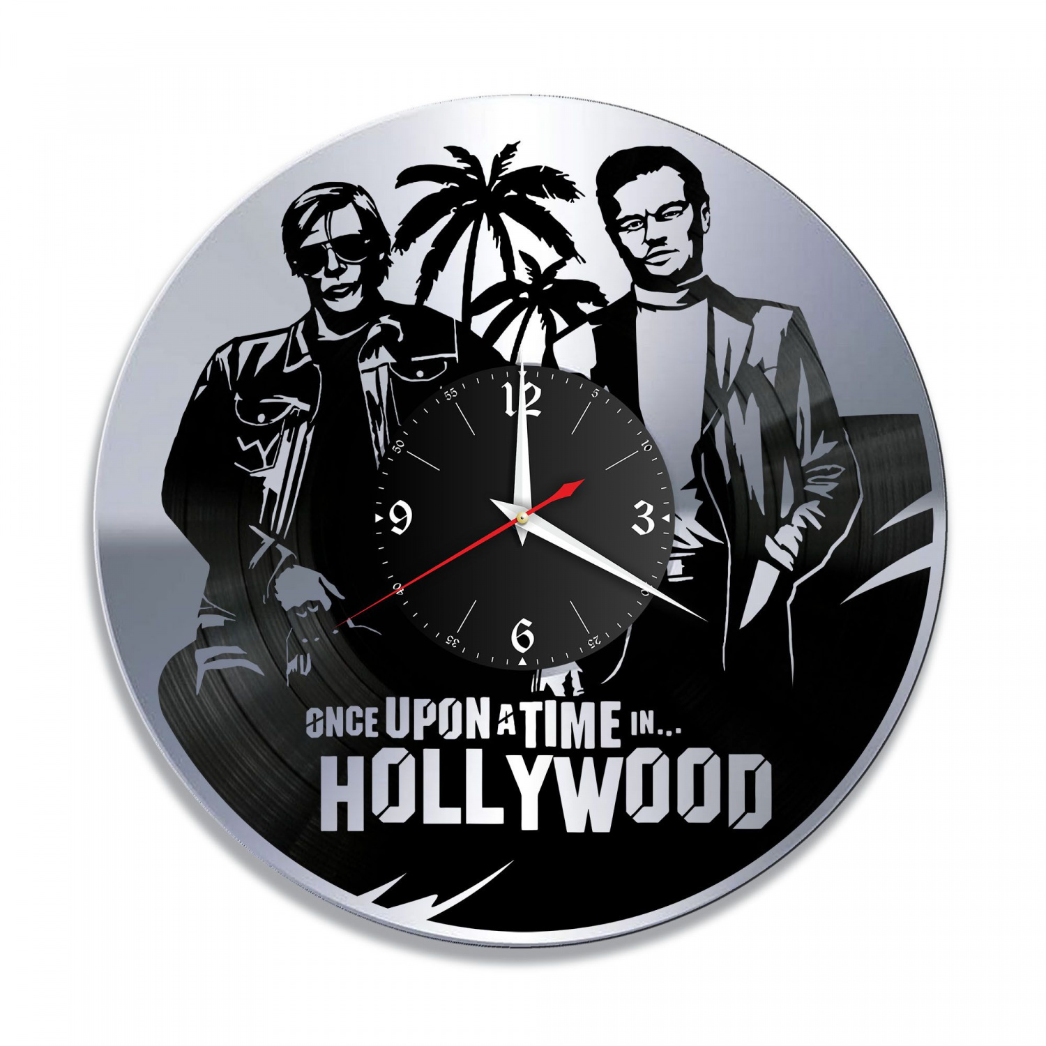 Часы настенные "Однажды в Голливуде EN, серебро" из винила, №1 VC-10370-2