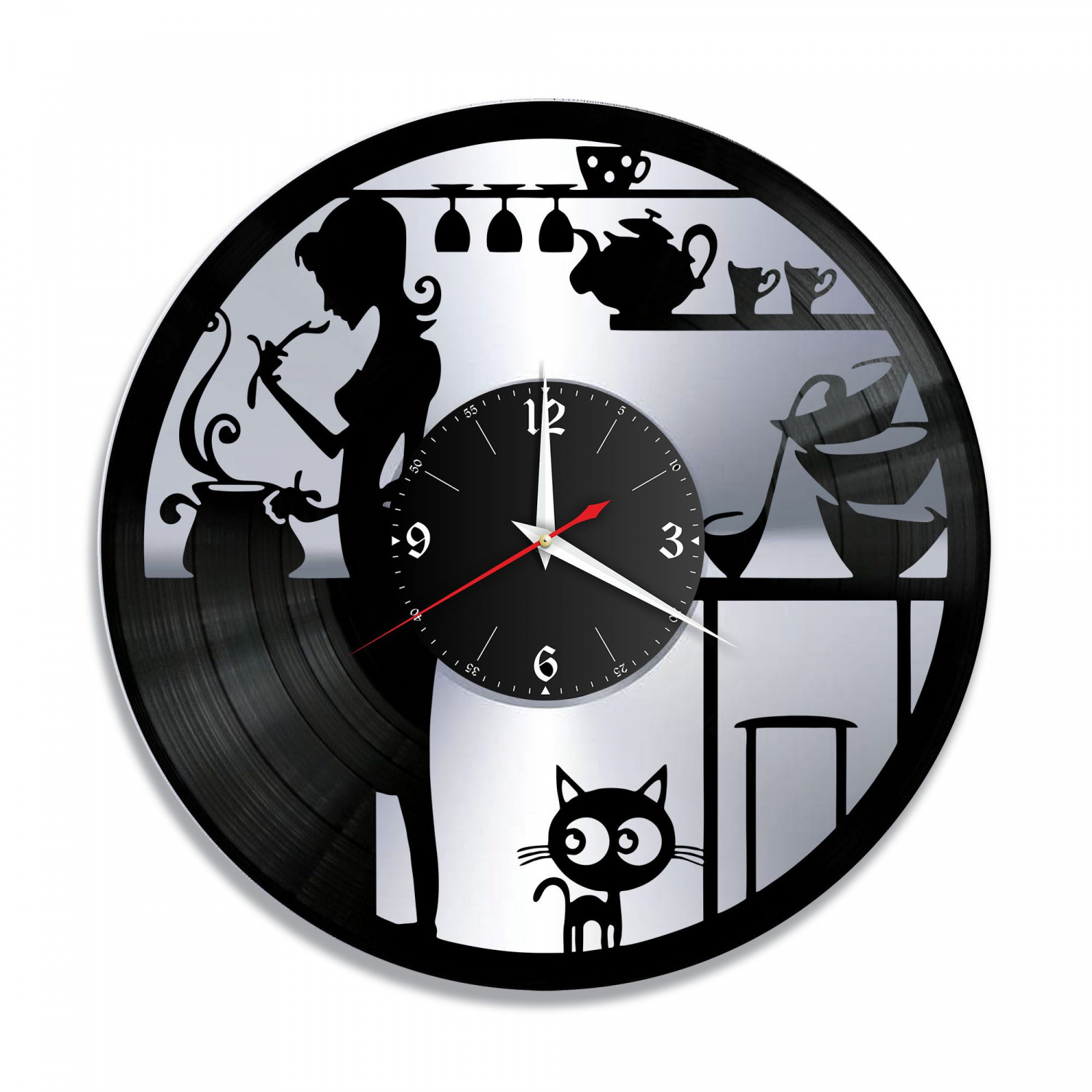 Часы настенные "Кухня, серебро" из винила, №2 VC-10606-2
