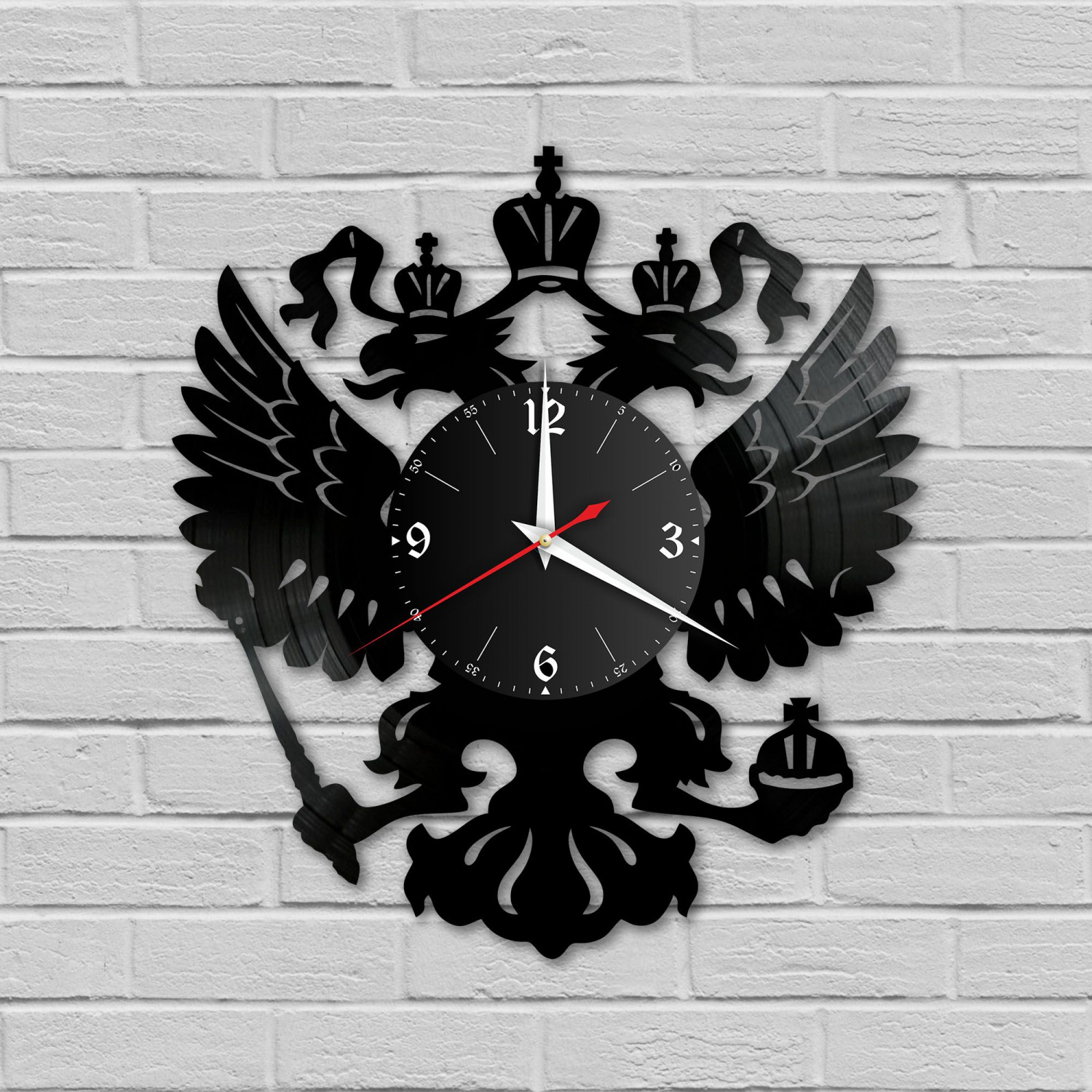 Часы настенные "Герб России" из винила, №1 VC-10495
