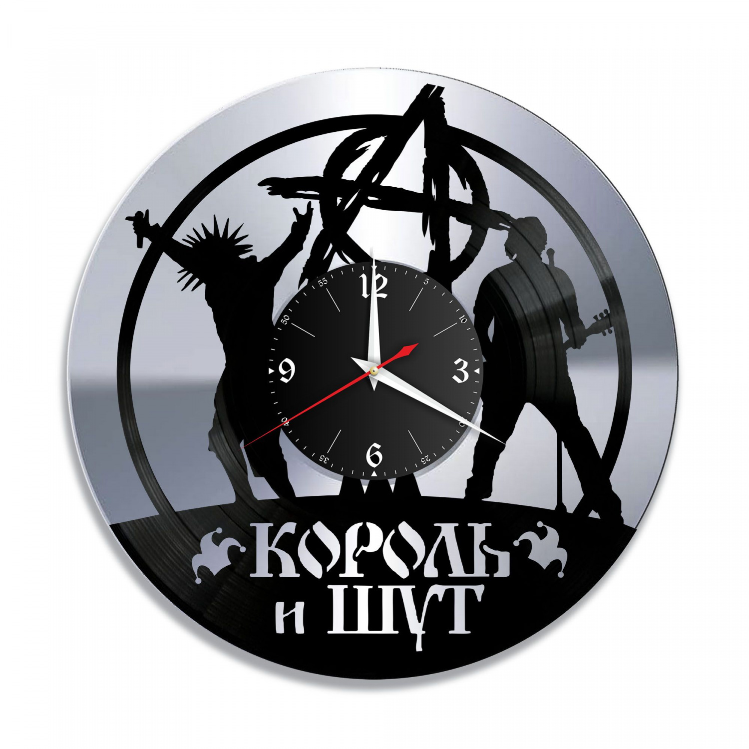 Часы настенные "КиШ (Король и Шут), серебро" из винила, №6 VC-10047-2
