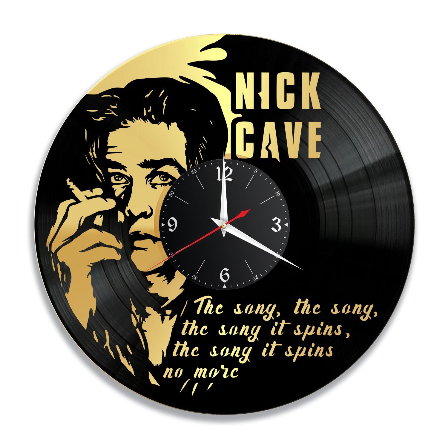 Часы настенные "Ник Кейв (Nick Cave), золото" из винила, №1 VC-12232-1