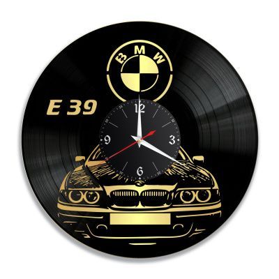 Часы настенные "БМВ (BMW E39), золото" из винила, №9