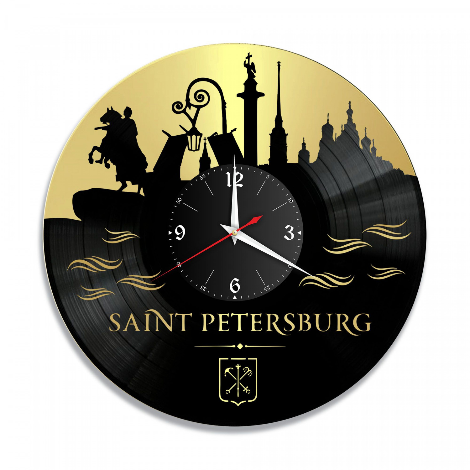 Часы настенные "Питер, золото" из винила, №2 VC-10501-1