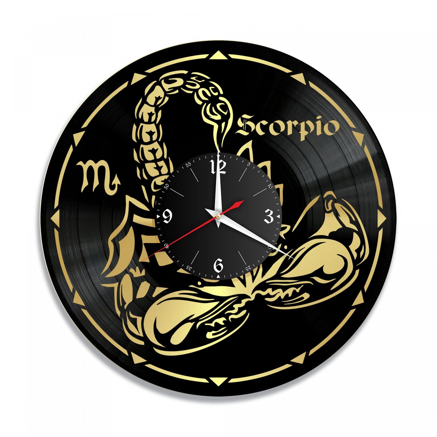 Часы настенные "Знаки Зодиака (Скорпион), золото" из винила, №8 VC-10396-1