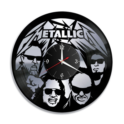 Часы настенные "группа Metallica, серебро" из винила, №1