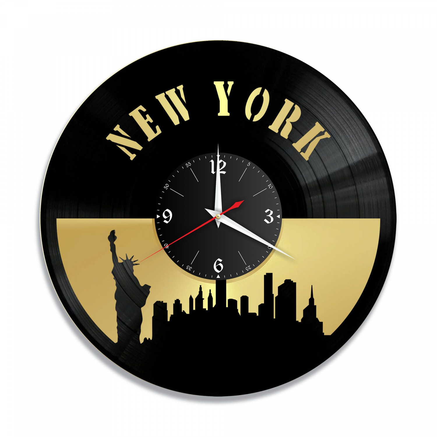 Часы настенные "город Нью Йорк, золото" из винила, №1 VC-10479-1