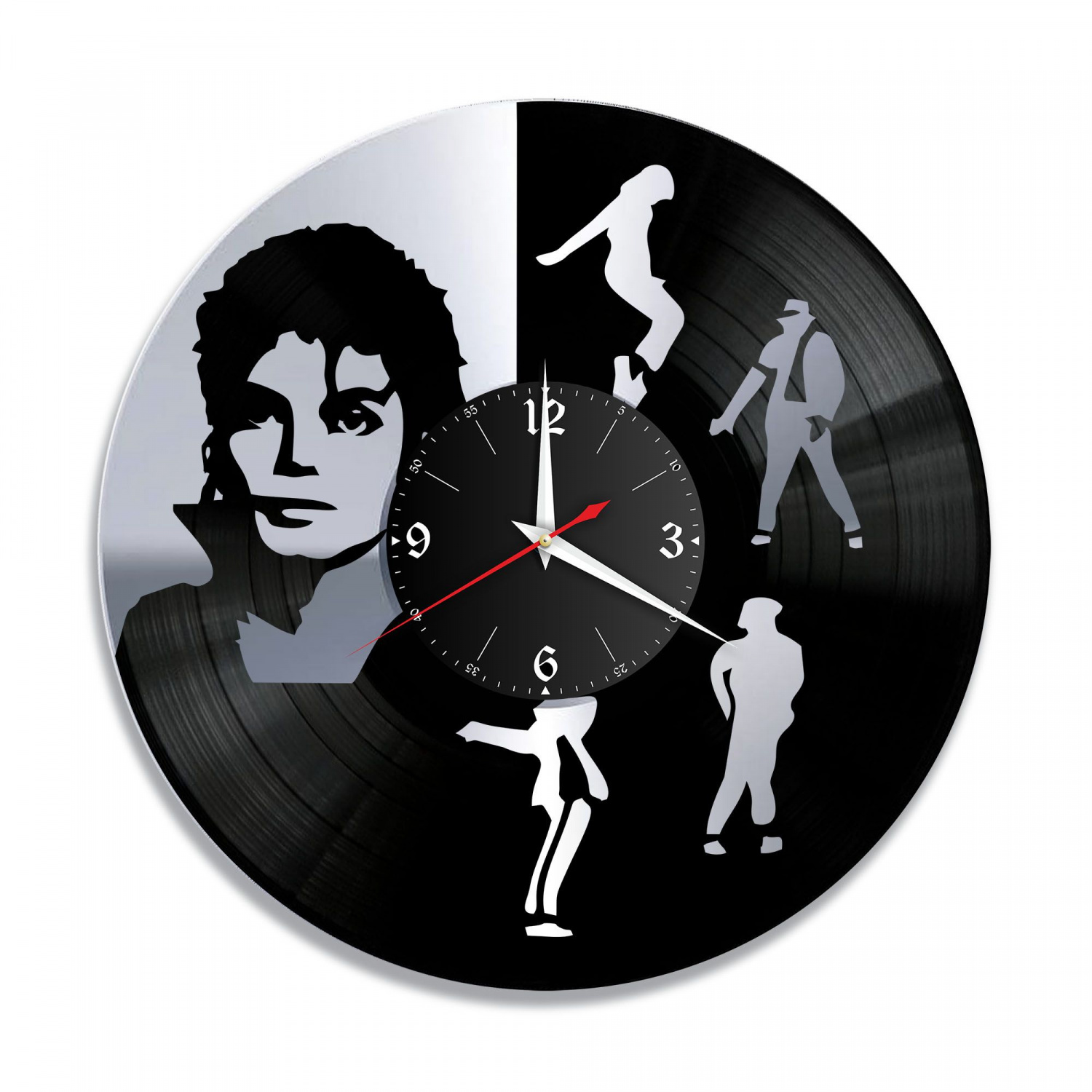 Часы настенные "Майкл Джексон, серебро" из винила, №2 VC-10235-2