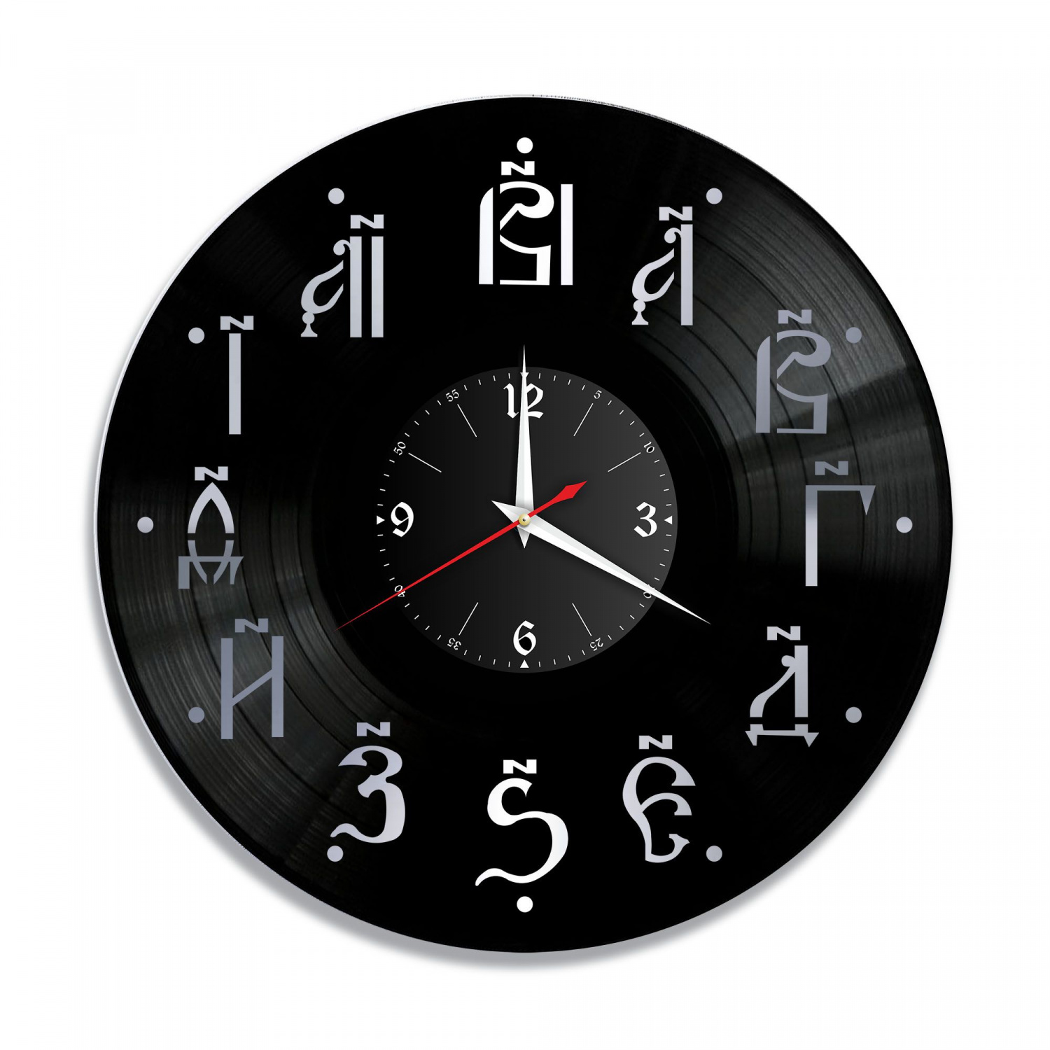 Часы настенные "Цифры (церковнославянские), серебро" из винила, №10 VC-10766-2
