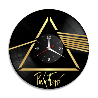 Часы настенные "Группа Pink Floyd, золото" из винила, №R1