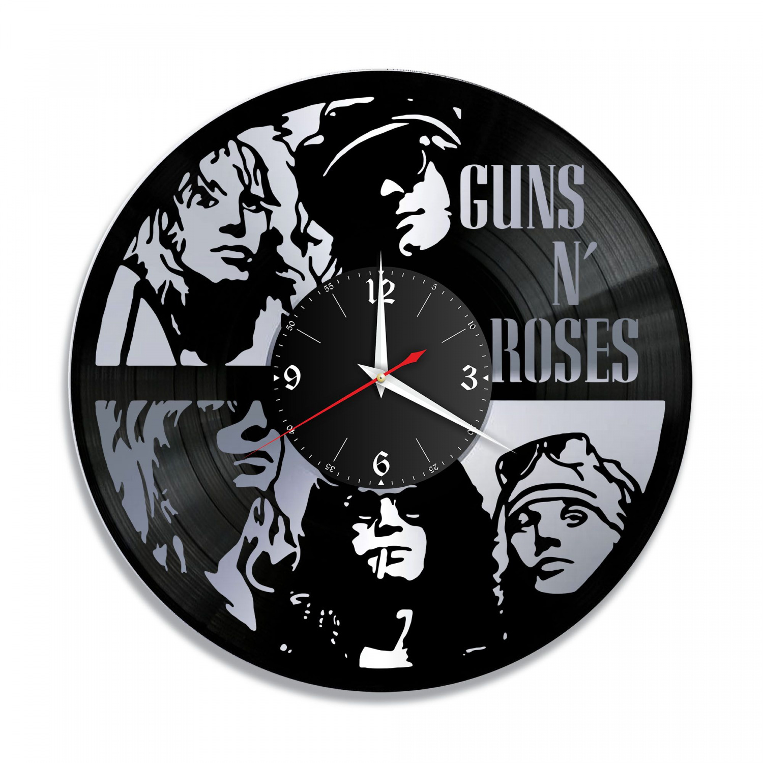 Часы настенные "группа Guns and Roses, серебро" из винила, №2 VC-10816-2
