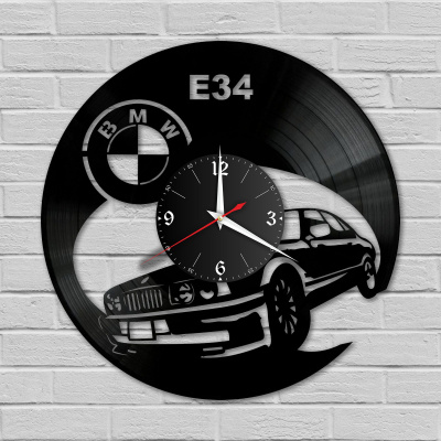 Часы настенные "BMW E34" из винила, №4