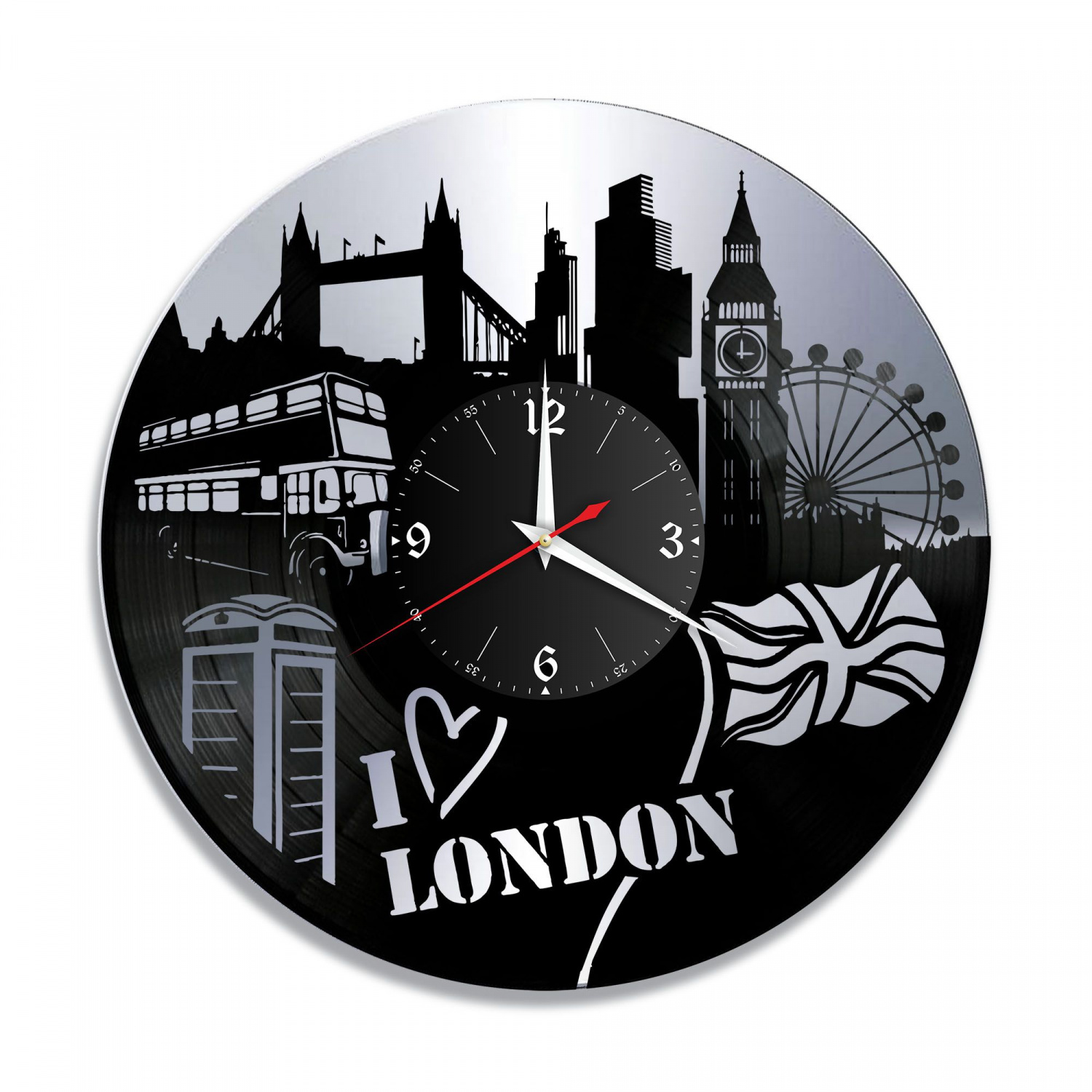 Часы настенные "город Лондон, серебро" из винила, №1 VC-10476-2