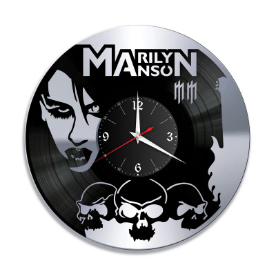 Часы настенные "группа Marilyn Manson, серебро" из винила, №1