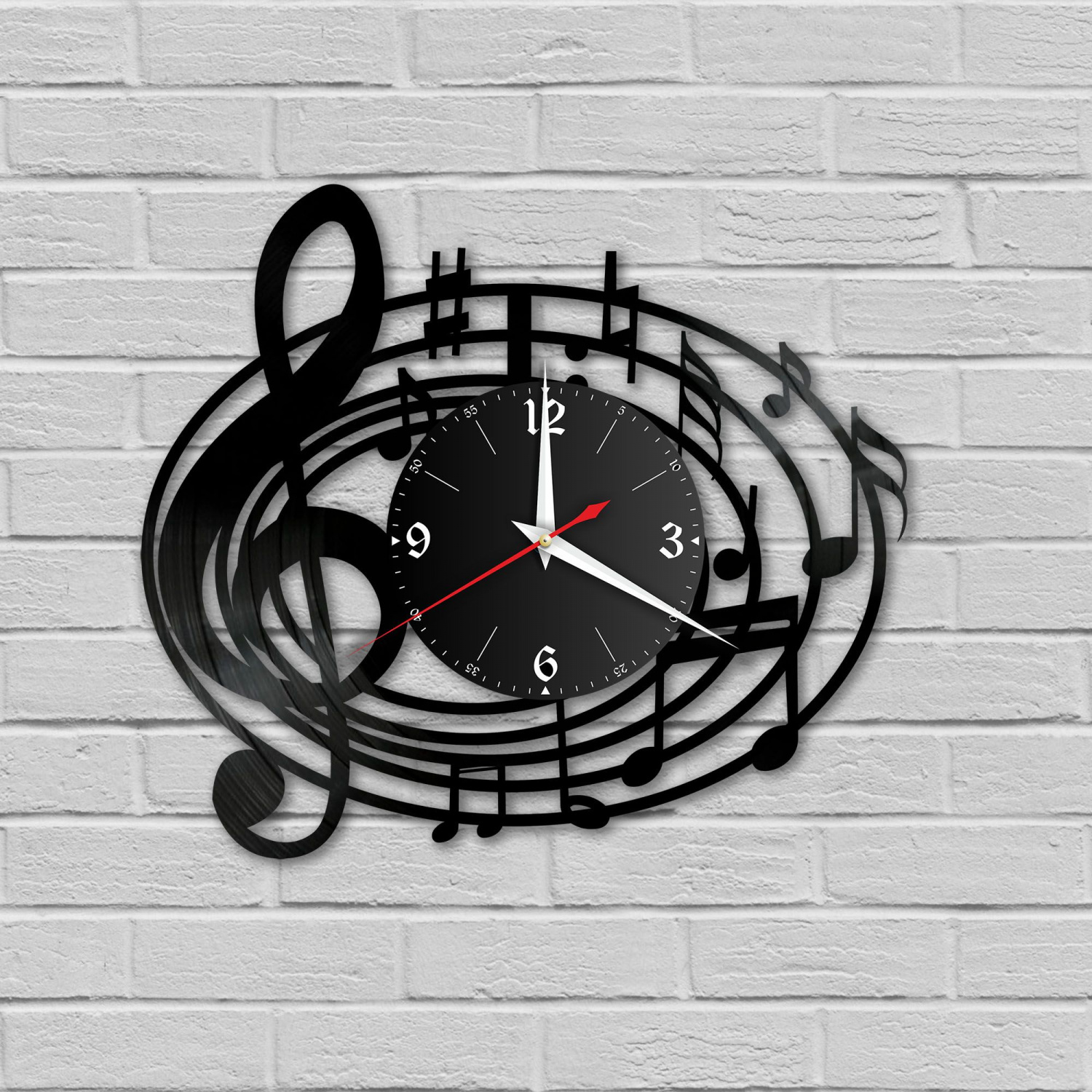 Часы настенные "Музыка (Скрипичный ключ)" из винила, №15 VC-10297