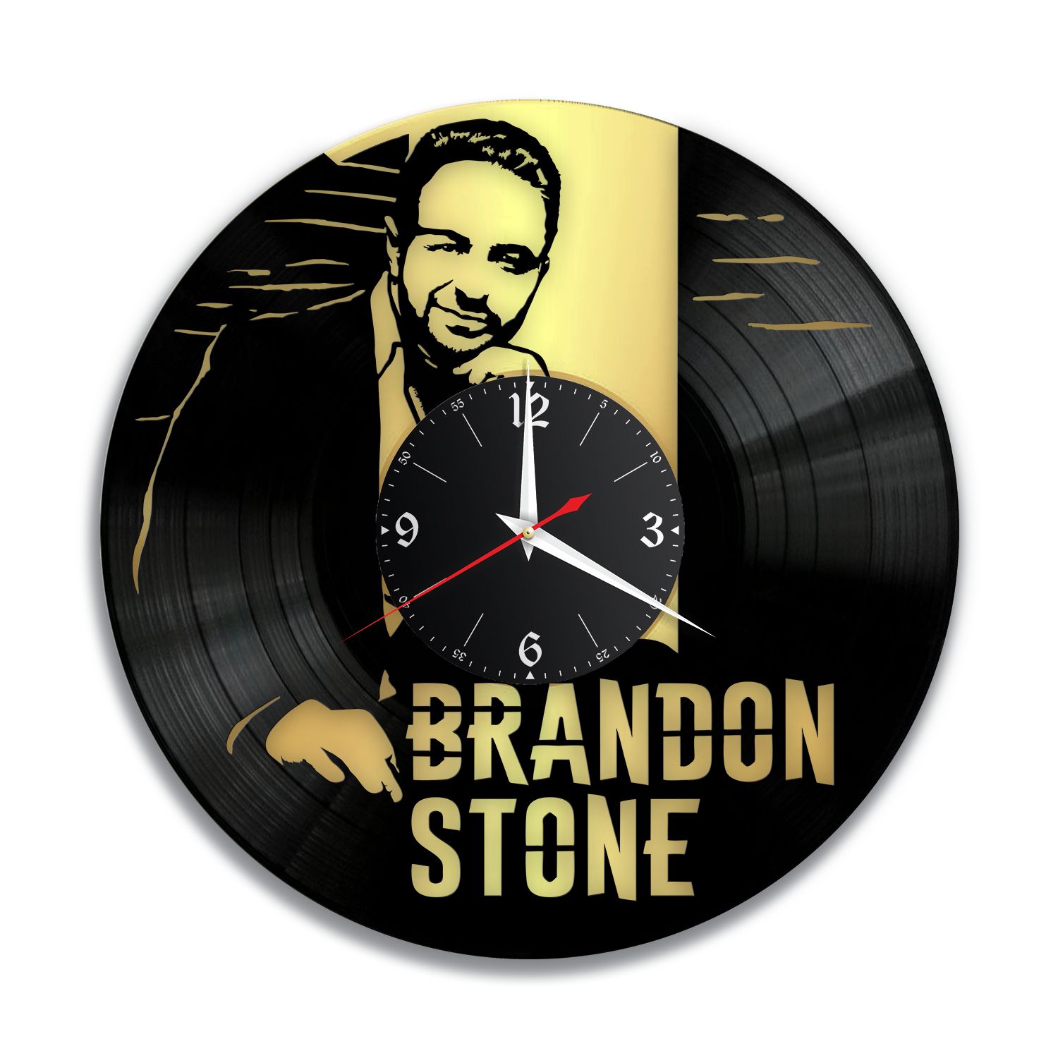 Часы настенные "Брендон Стоун (Brandon Stone), золото" из винила, №1 VC-12206-1