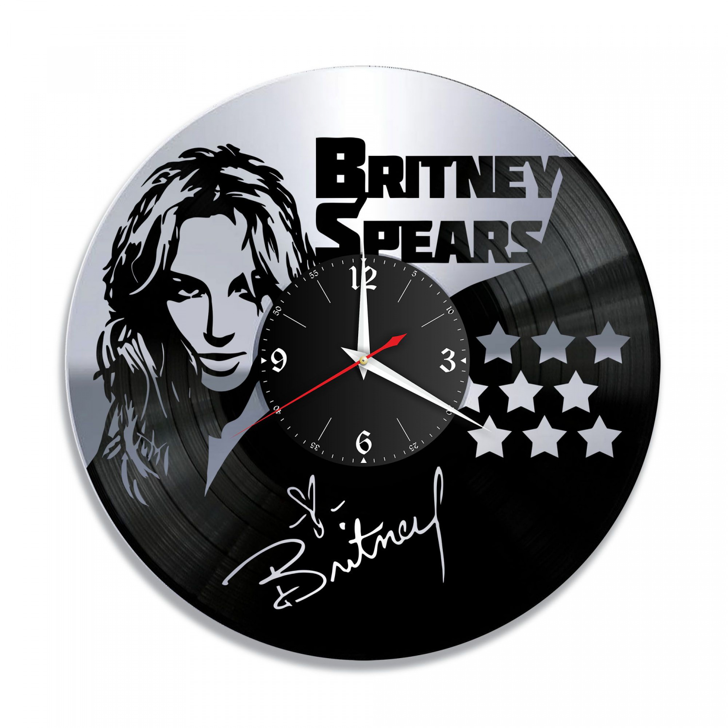 Часы настенные "Бритни Спирс (Britney Spears), серебро" из винила, №1 VC-10923-2