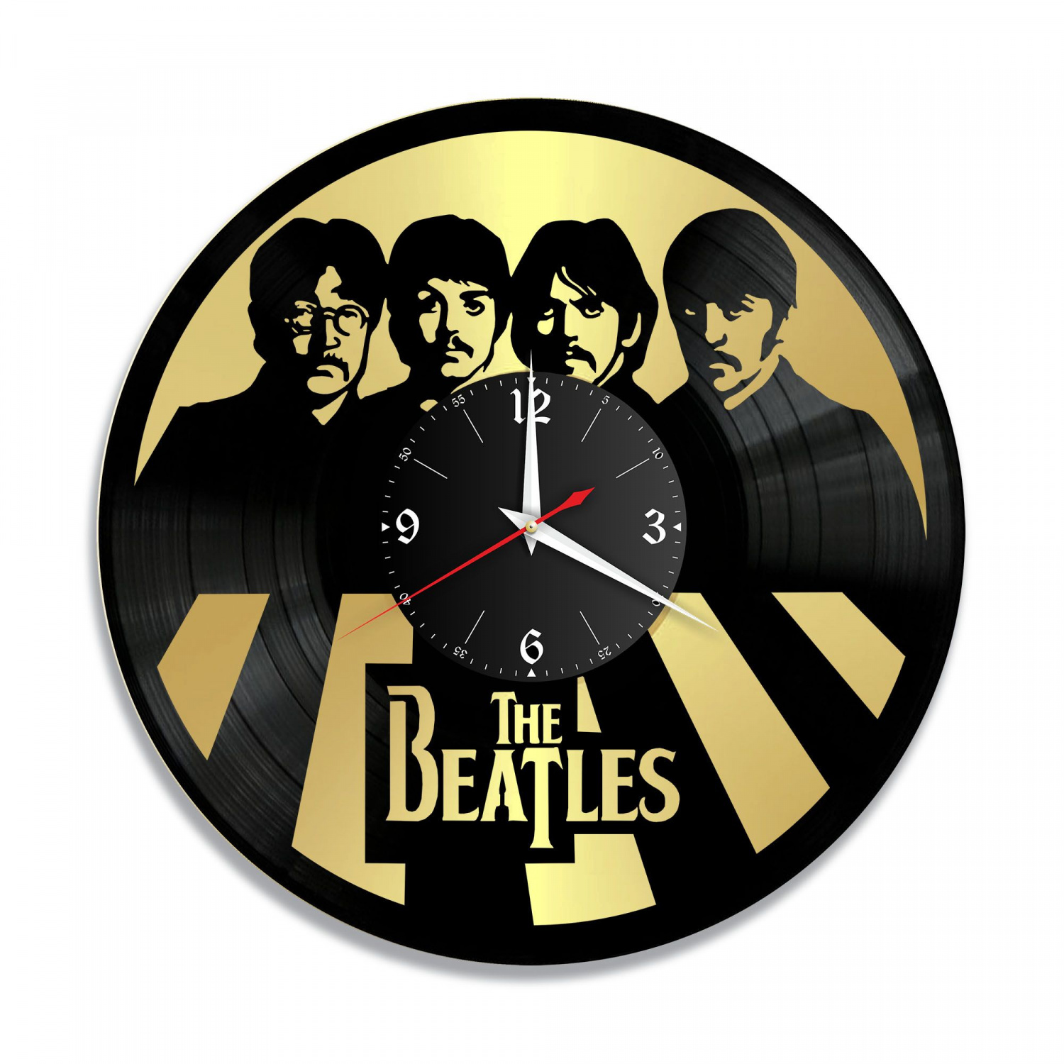 Часы настенные "группа Битлз (The Beatles), золото" из винила, №9 VC-10187-1