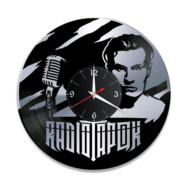 Часы настенные "Радио Тапок, серебро" из винила, №1