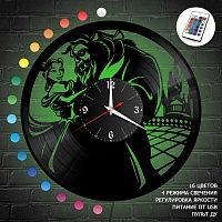 Часы с подсветкой "Красавица и Чудовище" из винила, №1