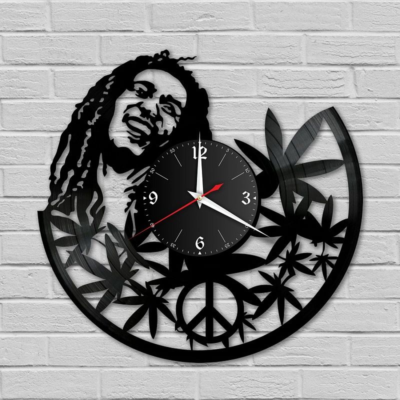 Часы настенные "Боб Марли (Bob Marley)" из винила, №1