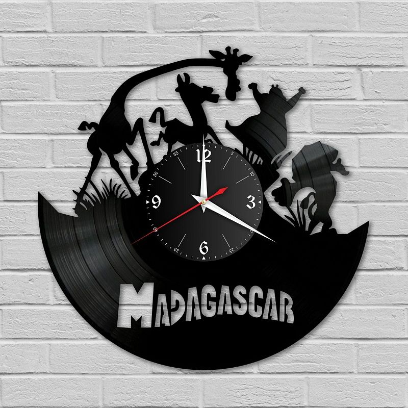 Часы настенные "м/ф Мадагаскар" из винила, №1