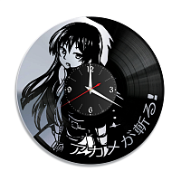 Часы настенные "Akame ga Kill, серебро" из винила, №1