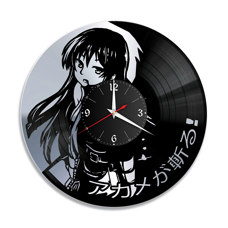 Часы настенные "Akame ga Kill, серебро" из винила, №1
