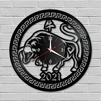 Часы настенные "Новый год 2021 (Бык)" из винила, №2
