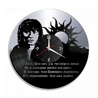 Часы настенные "Виктор Цой, серебро" из винила, №6
