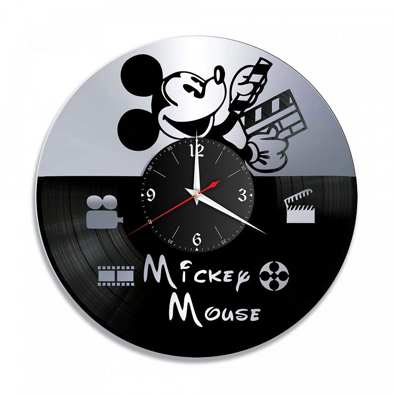 Часы настенные "Микки Маус, серебро" из винила, №1
